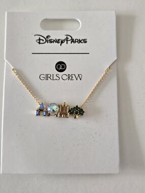 Disney Parks Girls Crew Gold Charm Four Parks Icons Necklace